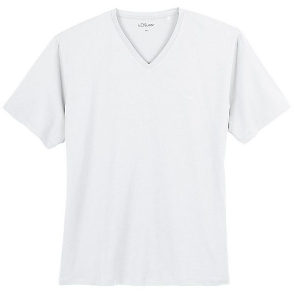 s.Oliver Rundhalsshirt s.Oliver Übergrößen Basic T-Shirt weiß V-Neck günstig online kaufen