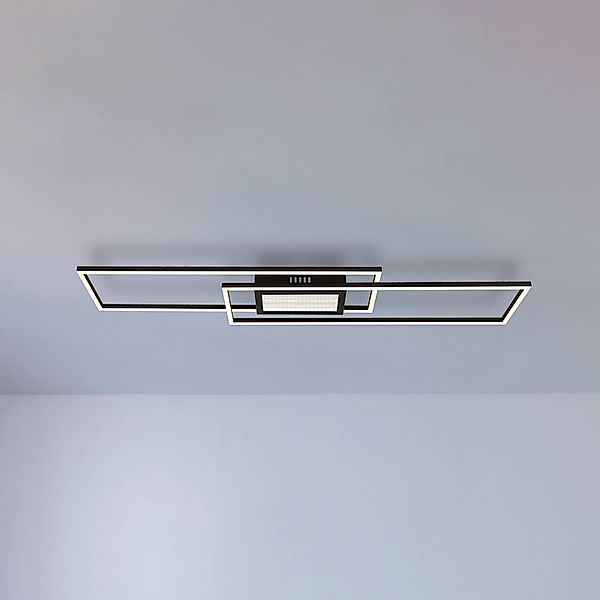 LED-Deckenlampe Saunders, Länge 96 cm, schwarz, 3D-Effekt günstig online kaufen