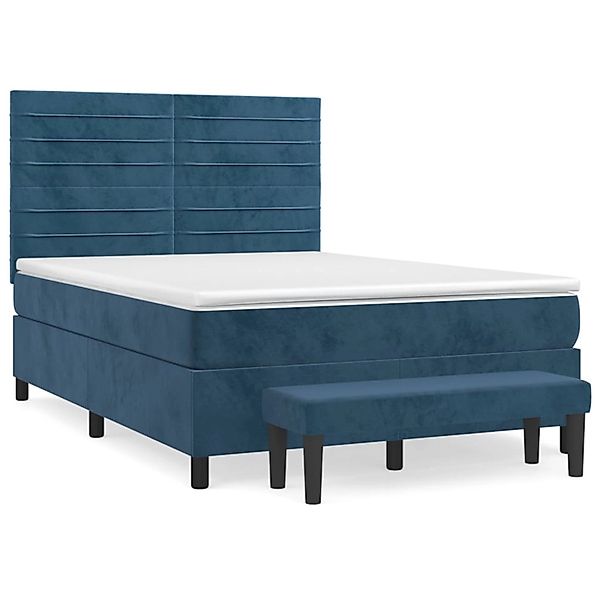 vidaXL Boxspringbett mit Matratze Dunkelblau 140x190 cm Samt 3137903 günstig online kaufen