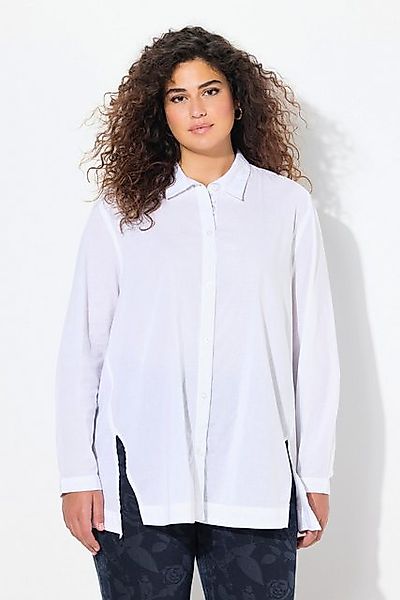 Ulla Popken Longbluse Bluse Saumschlitze A-Linie Hemdkragen Langarm günstig online kaufen