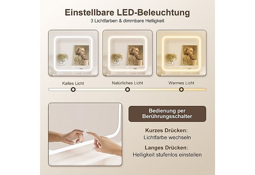Lexzurn Schminktisch Schminktisch mit LED-Beleuchtung, Kosmetiktisch mit Sp günstig online kaufen