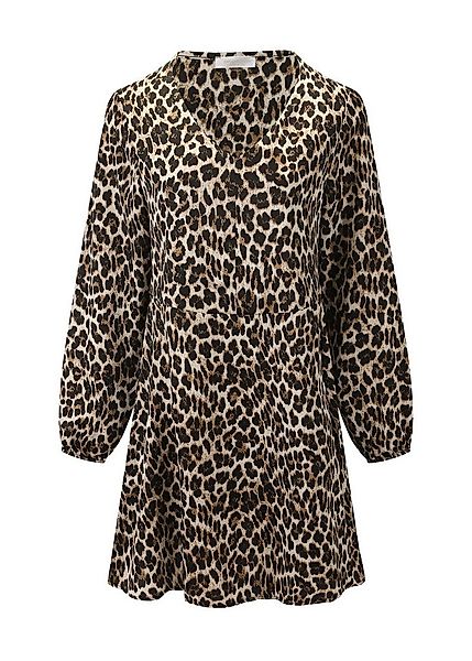 SASSYCLASSY Minikleid Elegantes Kleid Damen mit Animal-Print Braunes Satin- günstig online kaufen