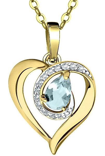Limana Herzkette echter Aquamarin blau 925 Silber Goldkette vergoldet Damen günstig online kaufen