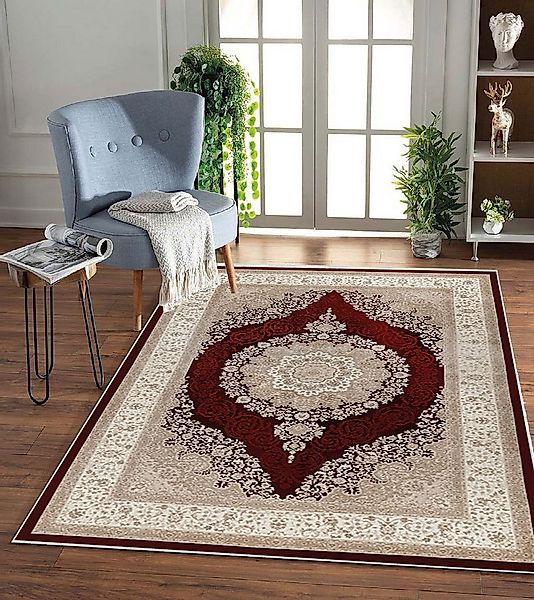 Jungengel Teppich Orient Persisch Design Wohnzimmer Rot Beige Waschbar Tepp günstig online kaufen