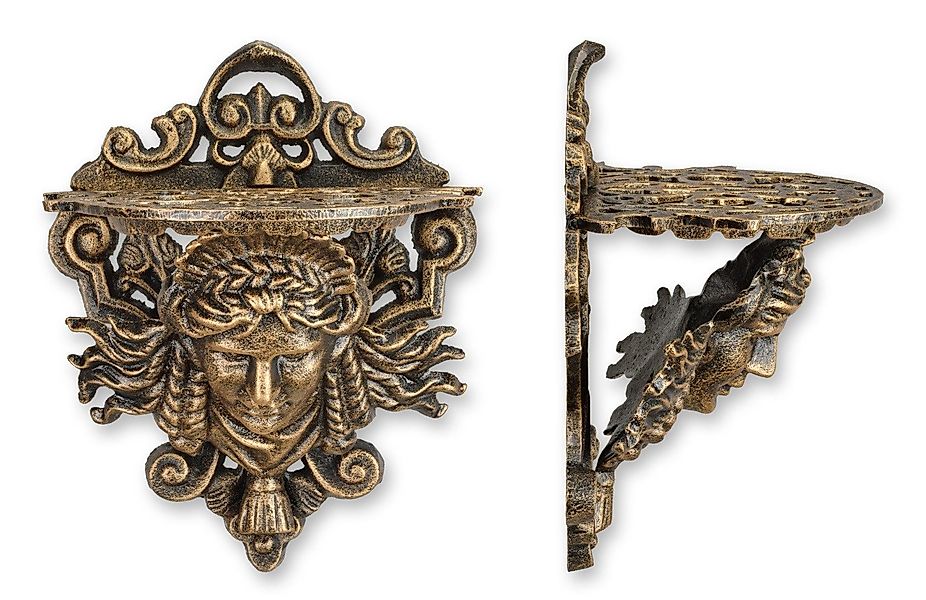 Aubaho Dekoobjekt Wandkonsole Gusseisen Regal Bronzeoptik günstig online kaufen