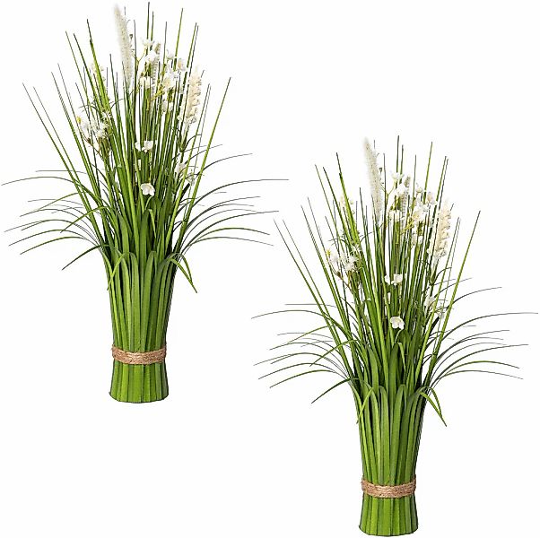 Creativ green Kunstgras "Stehgras-Busch mit Blüten" günstig online kaufen