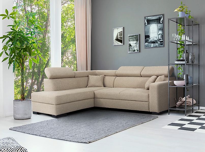 Home affaire Ecksofa "Tulio L-Form" wahlweise mit Bettfunktion und Bettkast günstig online kaufen