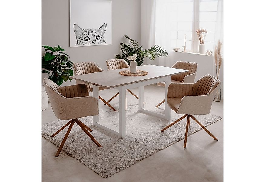 Homestyle4u Esstisch 80x120 bis 80x160 erweiterbar Massiv Esszimmer Weiß Sa günstig online kaufen