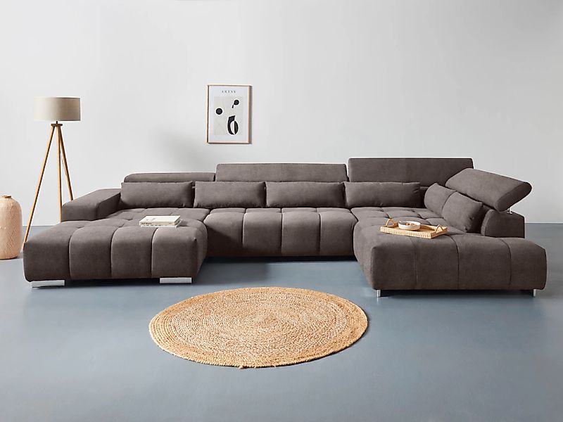 COTTA Wohnlandschaft "Orion U-Form", mit Kopfteilverstellung & 6 Nierenkiss günstig online kaufen