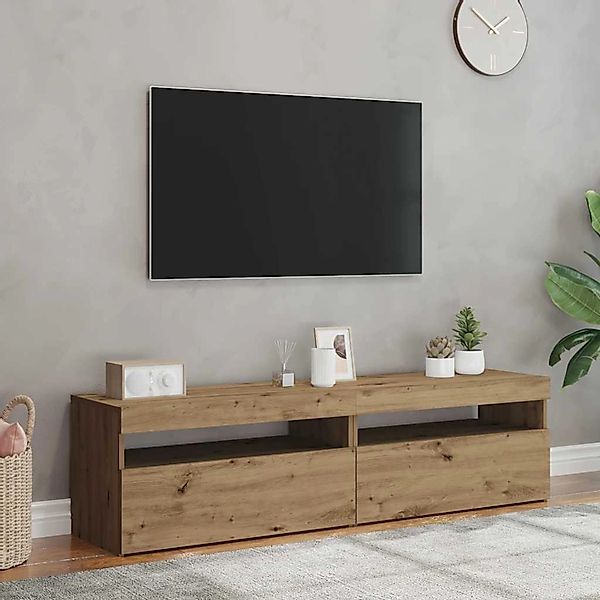 vidaXL TV-Schränke mit LED-Leuchten 2 Stk Artisan-Eiche Holzwerkstoff 85631 günstig online kaufen