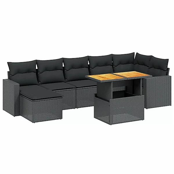 vidaXL 8-tlg Garten-Sofagarnitur mit Kissen Schwarz Poly Rattan Modell 135 günstig online kaufen