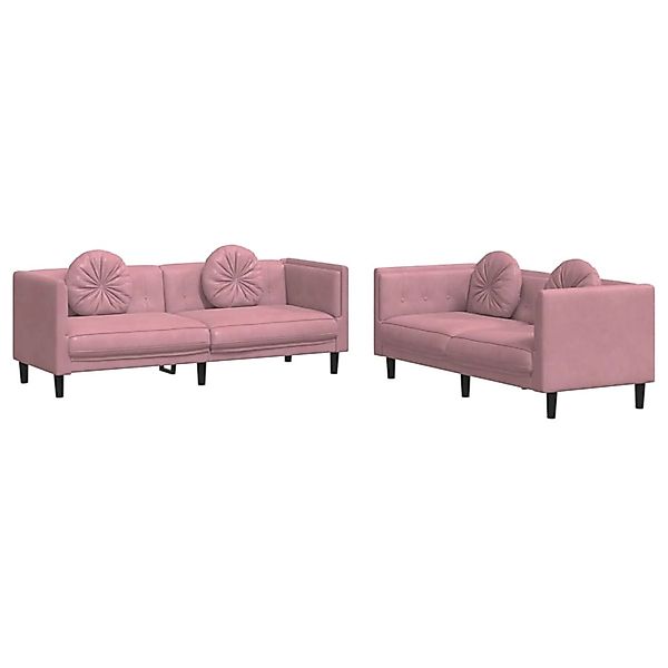 vidaXL 2-Tlg Sofagarnitur mit Kissen Rosa Samt 3209260 günstig online kaufen