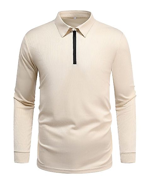Allthemen Langarm-Poloshirt mit Reißverschluss Herren Poloshirt günstig online kaufen