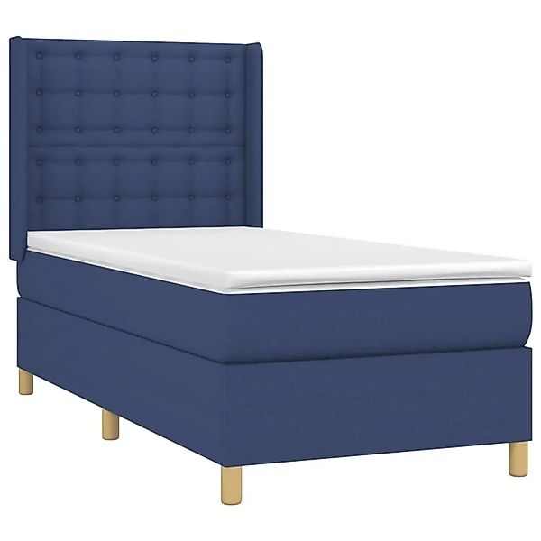 vidaXL Boxspringbett mit Matratze Blau 90x200 cm Stoff 3132287 günstig online kaufen