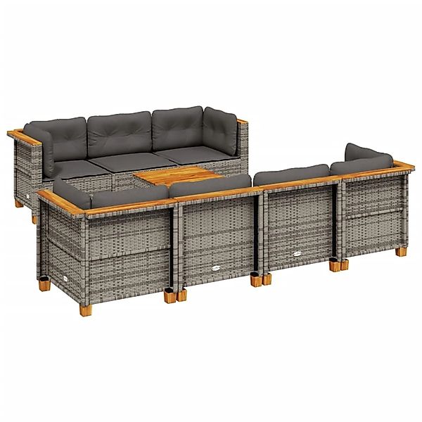 vidaXL 8-Tlg Garten-Sofagarnitur mit Kissen Grau Poly Rattan 3261750 günstig online kaufen