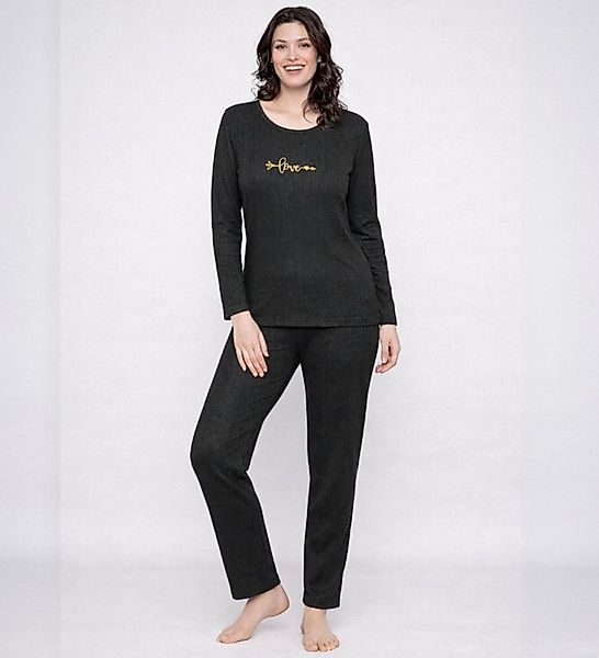 fashionshowcase Schlafanzug Damen Pyjama Set Hausanzug aus Baumwolle mit Sc günstig online kaufen