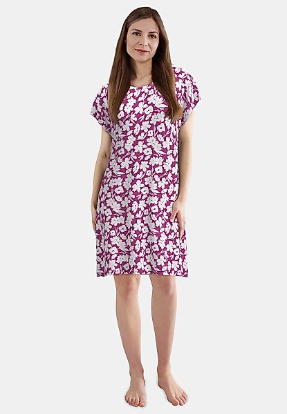 GÖTZBURG Nachthemd knielang, Kurzarm, Rundhalsausschnitt, geblümt, Baumwoll günstig online kaufen