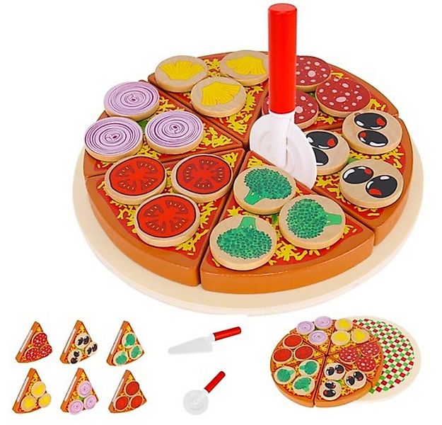 ISO TRADE Lernspielzeug Holzpizza (Pizza Set Zubehör aus Holz, 9-St., Kinde günstig online kaufen
