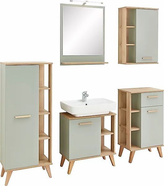 Saphir Badmöbel-Set »Quickset 5-teilig, Waschbeckenunterschrank mit LED-Spi günstig online kaufen