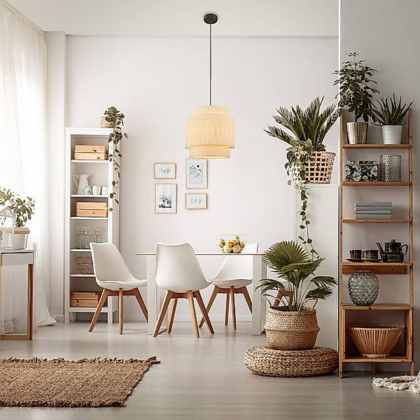 Briloner Leuchten LED Pendelleuchte Hängelampe Natur Stroh Bast 1-&3-flammi günstig online kaufen