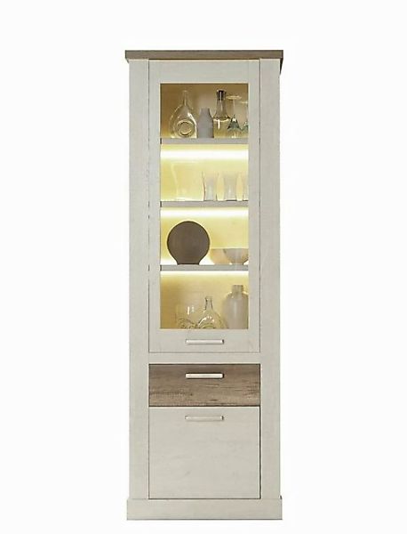 expendio Vitrine Durio 8 Pinie weiss 71x212x41 cm mit LED-Beleuchtung günstig online kaufen