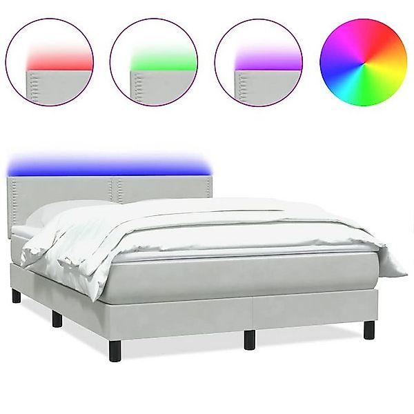 vidaXL Boxspringbett, Boxspringbett mit Matratze Hellgrau 140x210 cm Samt günstig online kaufen