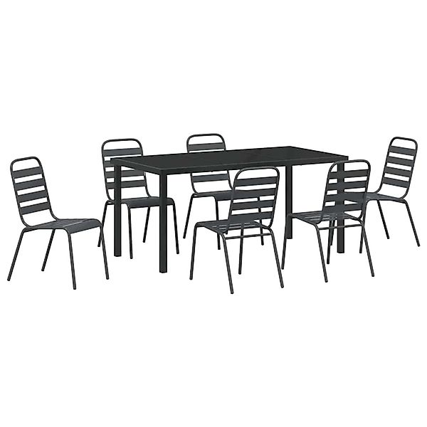 vidaXL Garten Essgruppe 7-Tlg Dunkelgrau Stahl 3379300 günstig online kaufen