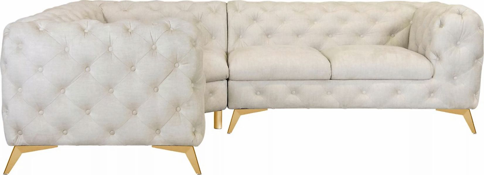 Leonique Chesterfield-Sofa "Ecksofa GLYNIS L-Form mit Wellenunterfederung, günstig online kaufen