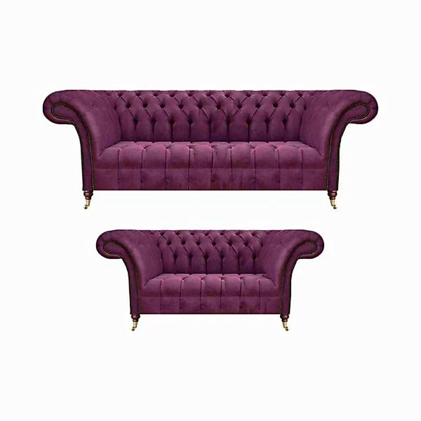 JVmoebel Chesterfield-Sofa Sofas Komplett 2x Couchen Wohnzimmer Polstermöbe günstig online kaufen