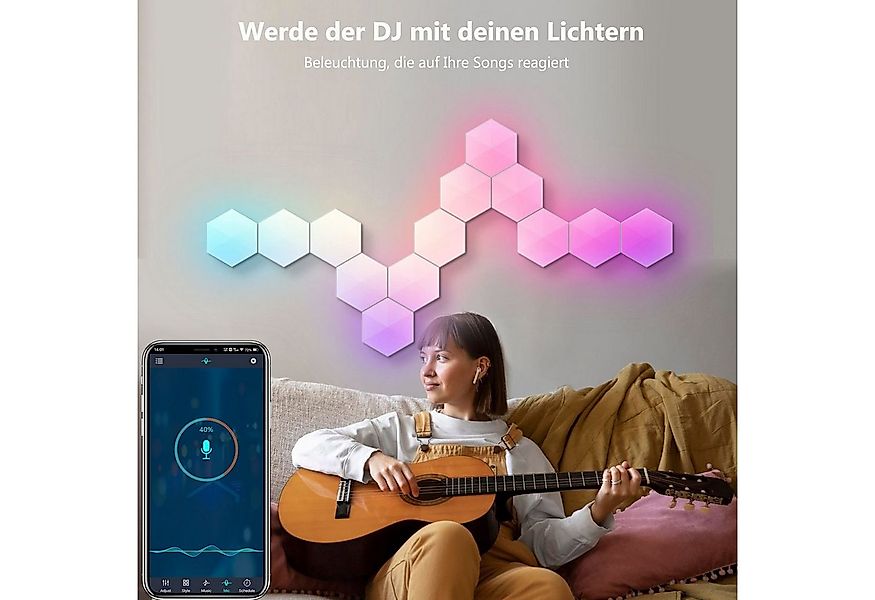 Qualra LED Panel Hexagon LED Panel Smart RGB Wandpaneele Gaming Wandleuchte günstig online kaufen