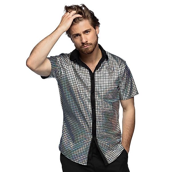 Boland Hippie-Kostüm 80er Jahre 'Diamond' Hemd für Herren, Silber - Pa günstig online kaufen