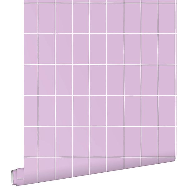 ESTAhome Tapete Kleine Fliesen 7298 Violett und Weiß 50 x 900 cm günstig online kaufen