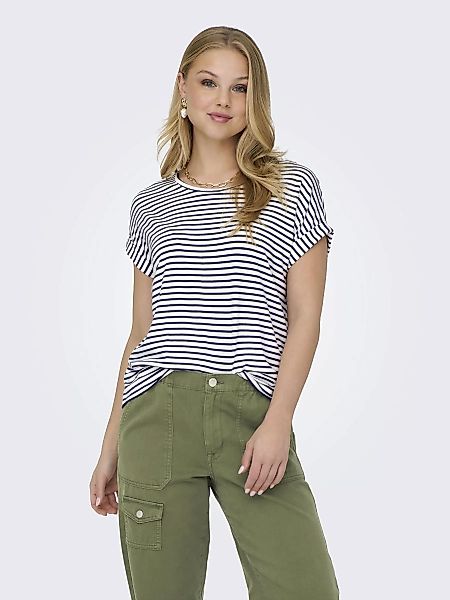 ONLY T-Shirt "ONLMOSTER STRIPE S/S O-NECK TOP JRS NOOS", mit Aufschlag am A günstig online kaufen