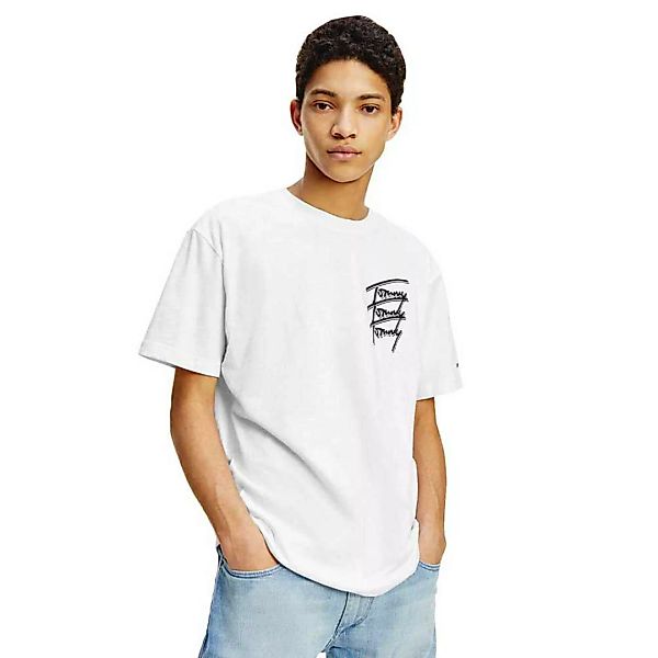 Tommy Jeans Repeat Script Logo Kurzärmeliges T-shirt L White günstig online kaufen
