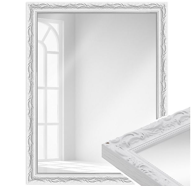 WANDStyle Wandspiegel H530, Weiß, aus Massivholz im Stil Antik günstig online kaufen