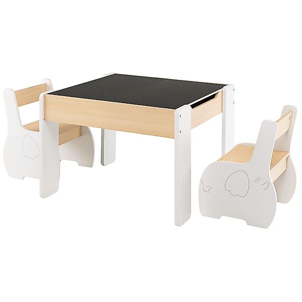 COSTWAY Kindersitzgruppe 3tlg. Kindertisch, aus Holz, günstig online kaufen
