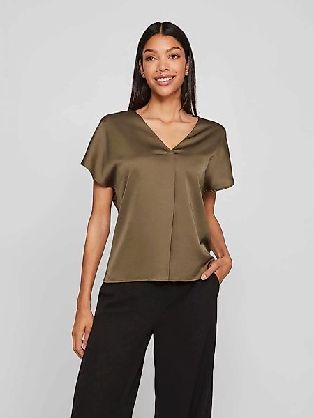 Vila V-Shirt "VIELLETTE V-NECK S/S SATIN TOP - NOOS" günstig online kaufen