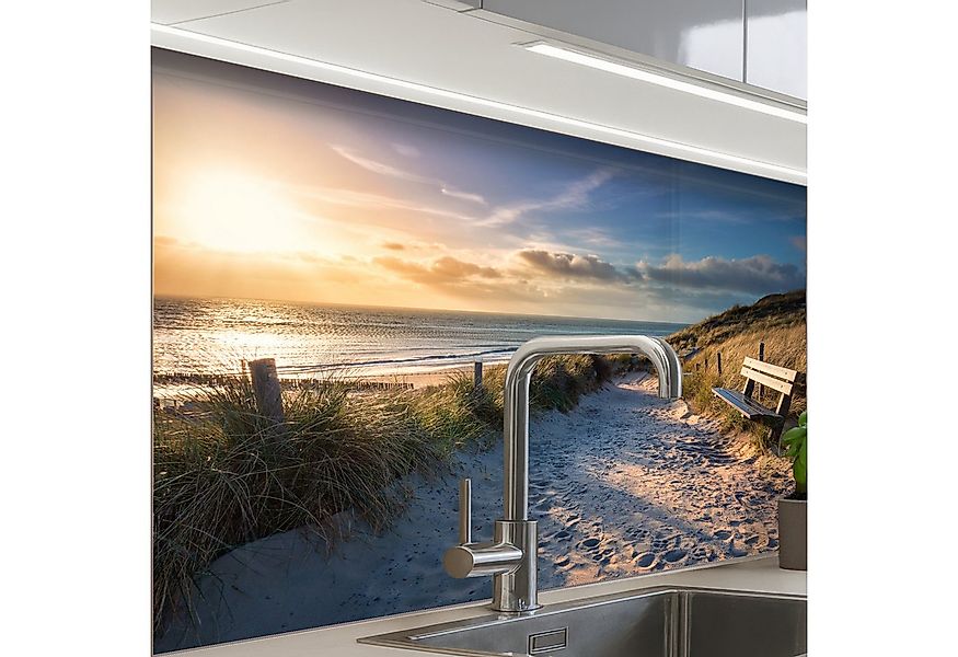 KitchenYeah Küchenrückwand selbstklebend Sonnenuntergang - Strand - Düne - günstig online kaufen