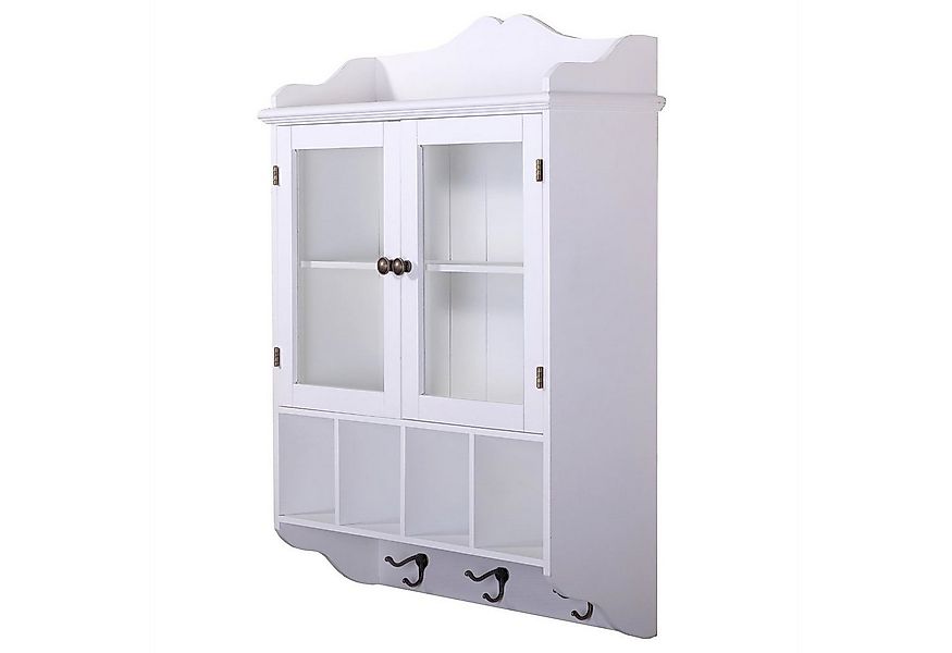 DESIGN DELIGHTS Wandregal LANDHAUS WANSCHRANK "LOTTA", weiß, 4 Fächer, Glas günstig online kaufen