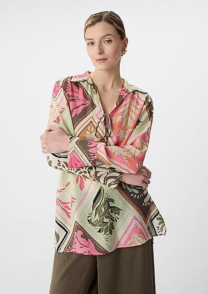 comma Langarmbluse Bluse Fließende Longbluse aus Viskosemix mit All-over-Pr günstig online kaufen