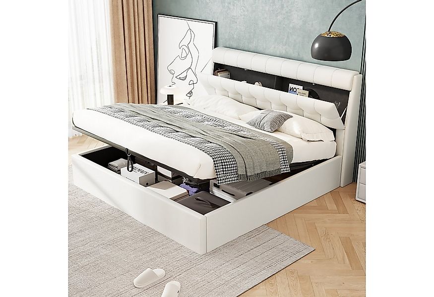 HAUSS SPOLE Polsterbett 180x200cm hydraulisches Bett, verdeckte Kopfteilabl günstig online kaufen