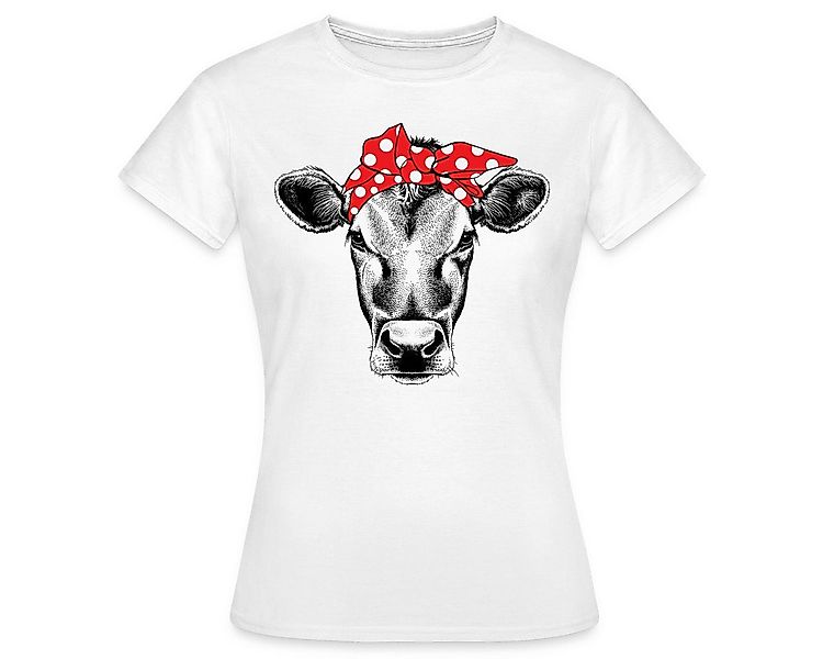 Spreadshirt T-Shirt Rockabilly Bandana Kuh Frauen T-Shirt (1-tlg) günstig online kaufen