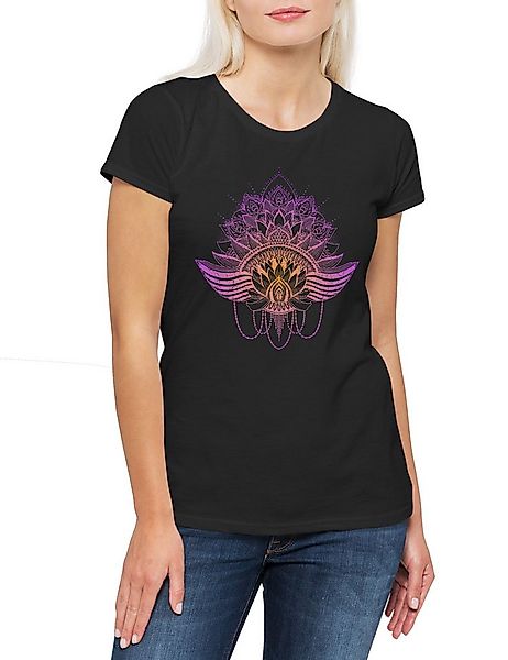 Urban Backwoods Print-Shirt Lotus Purple Orange Damen T-Shirt Chakra OM Pil günstig online kaufen