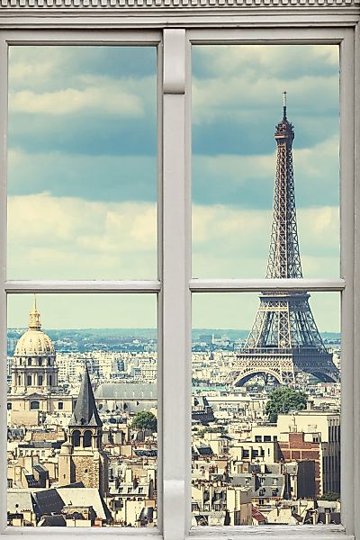 queence Leinwandbild "Paris" Fensterblick  Paris  Stadt 1 Stk. tlg. Premium günstig online kaufen