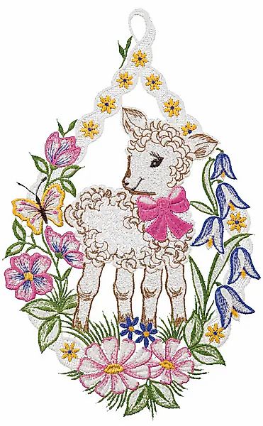 W. Reuter & Sohn - Plauener Spitze Fensterbild "Osterlämmchen", Made in Ger günstig online kaufen