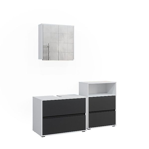 Vicco Badmöbel-Set Maltin, Weiß/Anthrazit, 3 Teile, günstig online kaufen