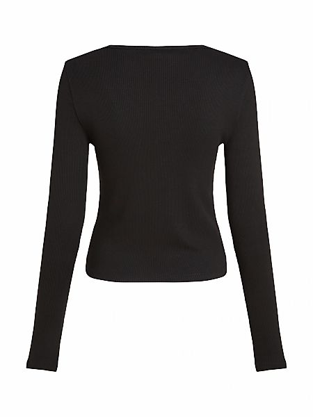 Calvin Klein Jeans Langarmshirt WOVEN LABEL RIB V-NECK LS mit Logopatch günstig online kaufen