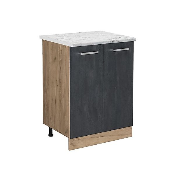 Vicco Küchenunterschrank R-Line Schwarz Beton/Goldkraft Eiche 60 cm AP Marm günstig online kaufen