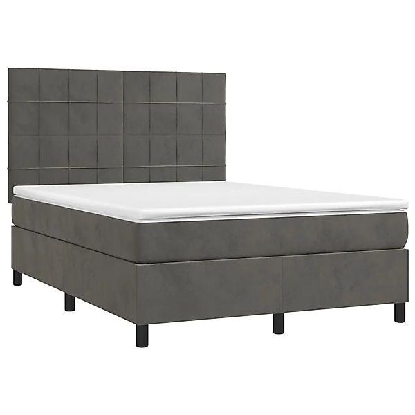 vidaXL Boxspringbett mit Matratze & LED Dunkelgrau 140x190 cm Samt 3136120 günstig online kaufen