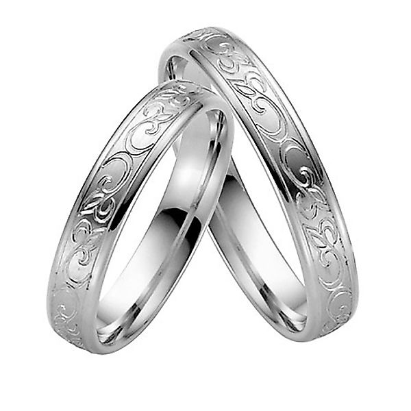 LOVE by Goettgen Trauringe Paar, Weiss 500 Palladium, Eheringe günstig online kaufen